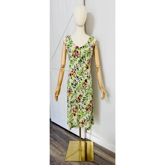 Vintage Diane von Furstenberg Silk Assets Size S Floral Silk Midi Slip Dress - Picture 1 of 9